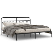Bedframe metaal zwart 200x200 cm met hoofdbord