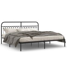 Bedframe met hoofdbord metaal zwart 200x200 cm