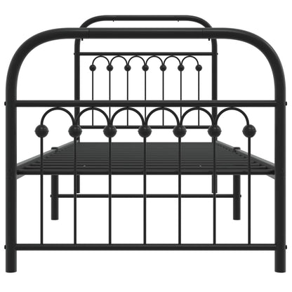 Bedframe met hoofd- en voeteneinde metaal zwart 75x190 cm