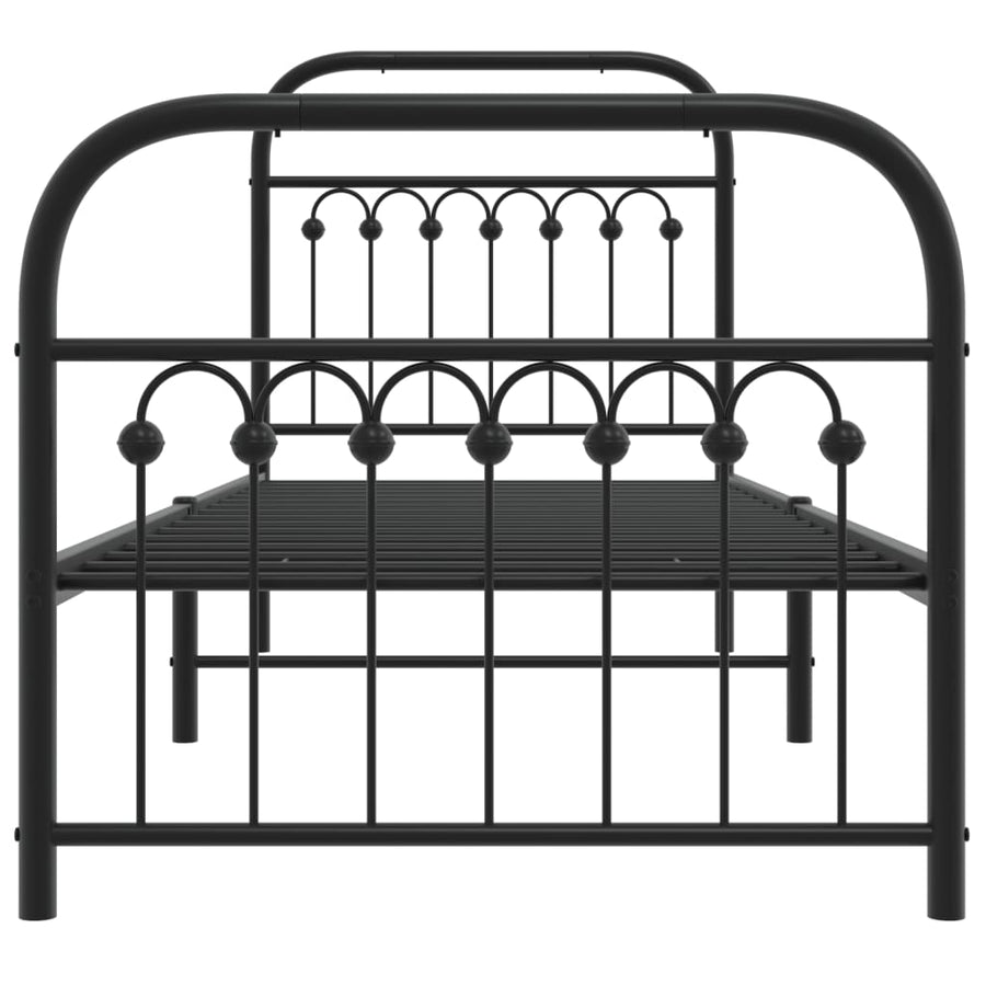Bedframe met hoofd- en voeteneinde metaal zwart 75x190 cm