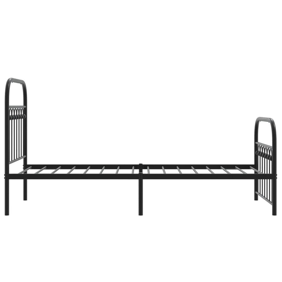 Bedframe met hoofd- en voeteneinde metaal zwart 75x190 cm