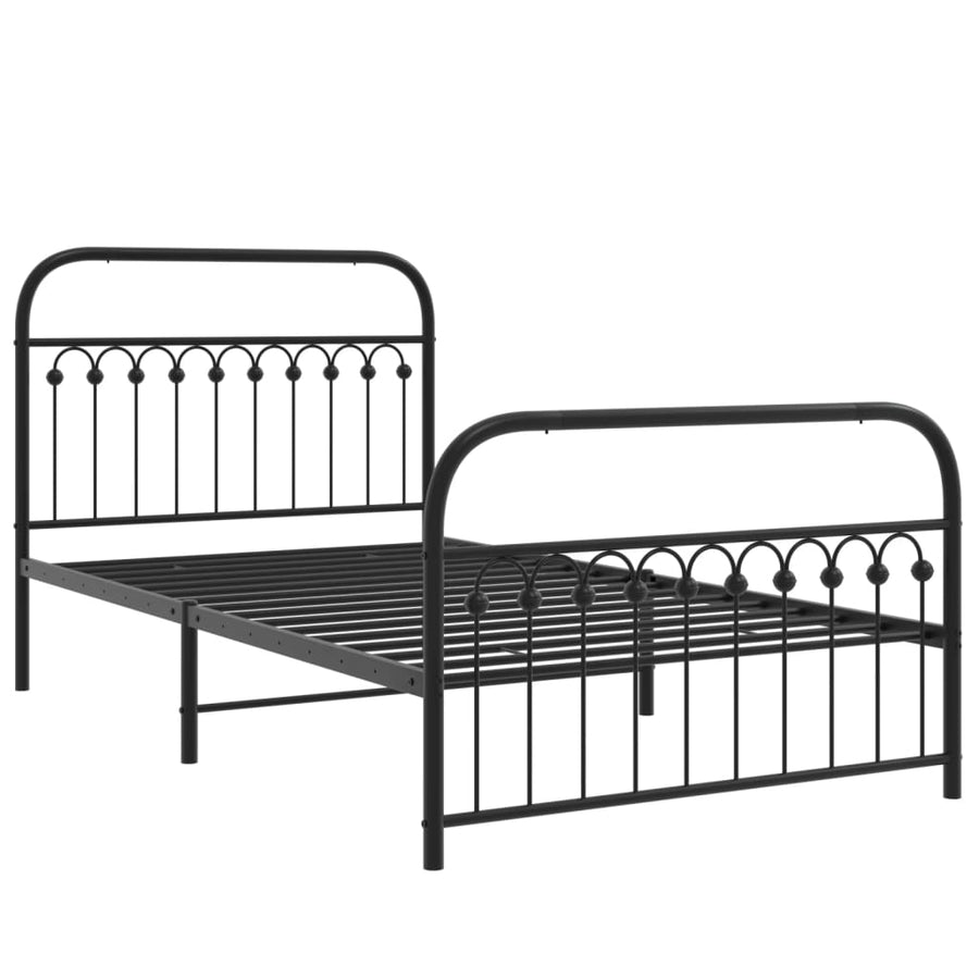 Bedframe met hoofd- en voeteneinde metaal zwart 107x203 cm