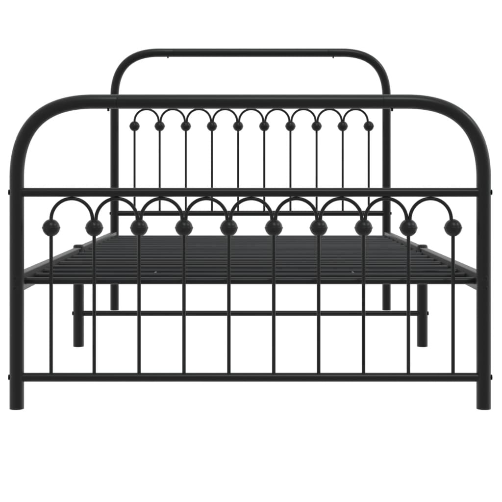 Bedframe met hoofd- en voeteneinde metaal zwart 107x203 cm