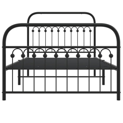 Bedframe met hoofd- en voeteneinde metaal zwart 107x203 cm
