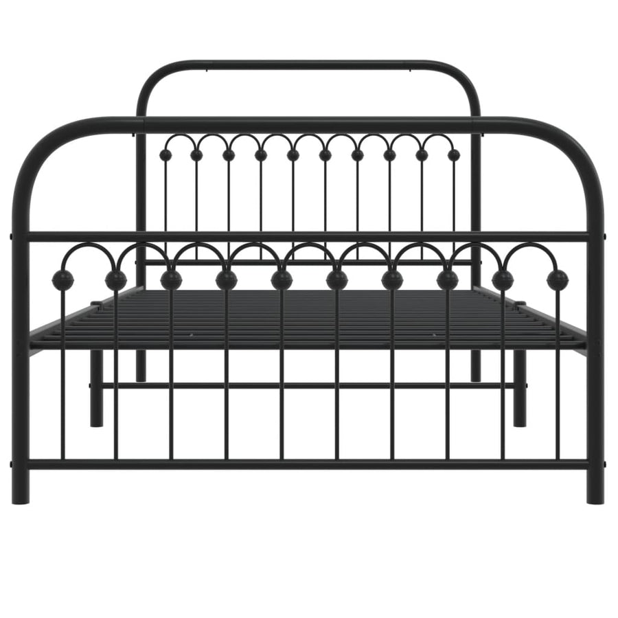 Bedframe met hoofd- en voeteneinde metaal zwart 107x203 cm