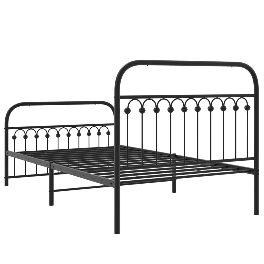Bedframe met hoofd- en voeteneinde metaal zwart 107x203 cm