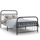 Bed frame with headboard and footboard metal black 107x203 cm