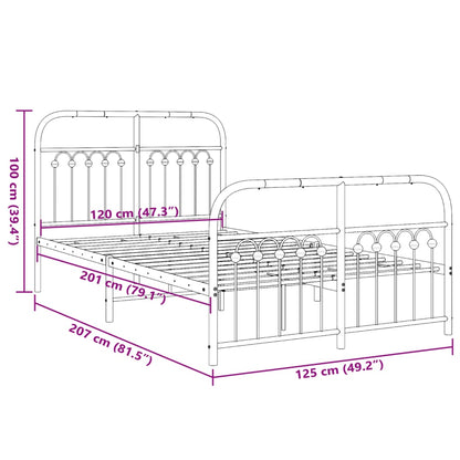 Bedframe met hoofd- en voeteneinde metaal zwart 120x200 cm