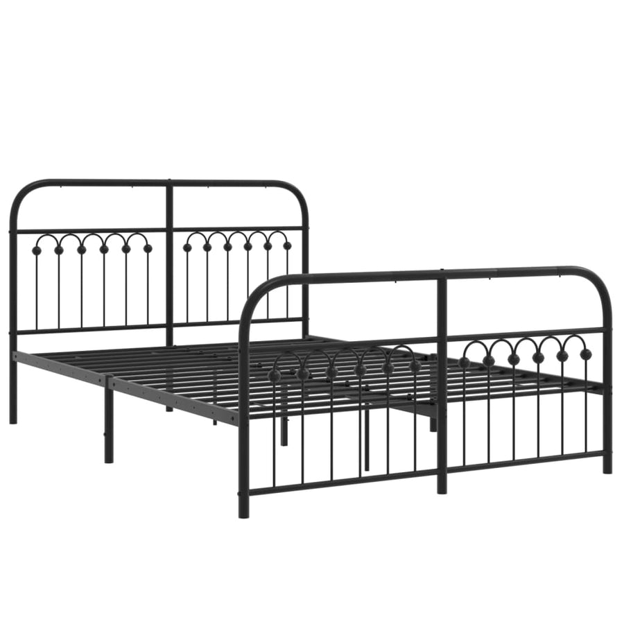 Bedframe met hoofd- en voeteneinde metaal zwart 137x190 cm