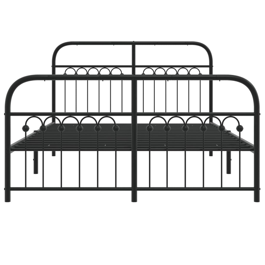 Bedframe met hoofd- en voeteneinde metaal zwart 137x190 cm