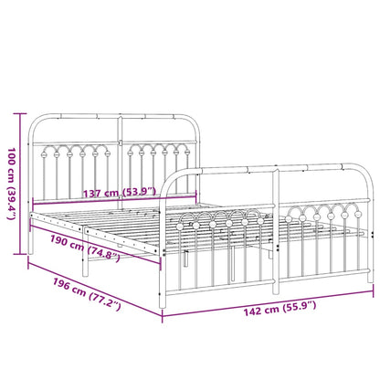 Bedframe met hoofd- en voeteneinde metaal zwart 137x190 cm