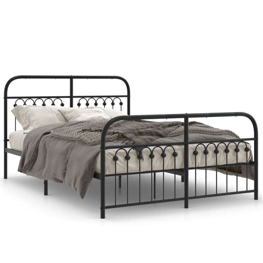 Bedframe met hoofd- en voeteneinde metaal zwart 137x190 cm