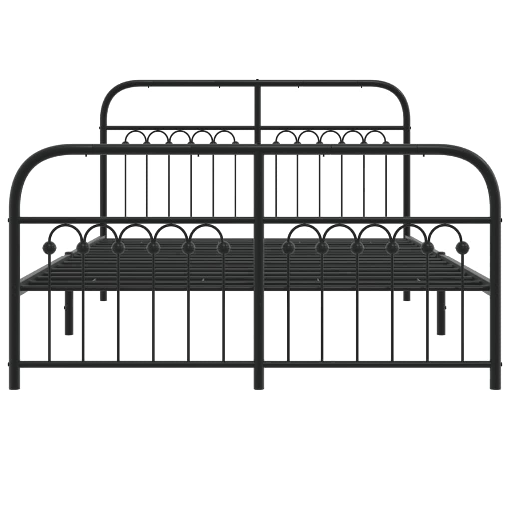 Bedframe met hoofd- en voeteneinde metaal zwart 140x200 cm