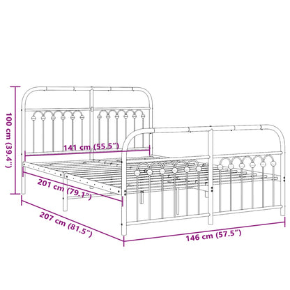 Bedframe met hoofd- en voeteneinde metaal zwart 140x200 cm