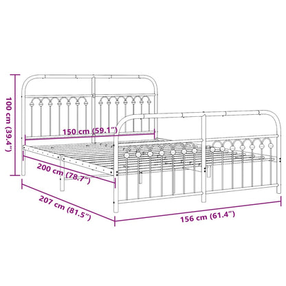 Bedframe Met Hoofd- En Voeteneinde Metaal 150 x 200 cm