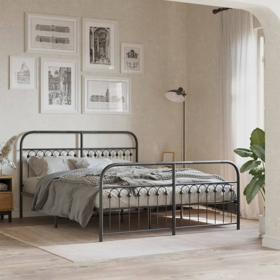 Bedframe Met Hoofd- En Voeteneinde Metaal 150 x 200 cm