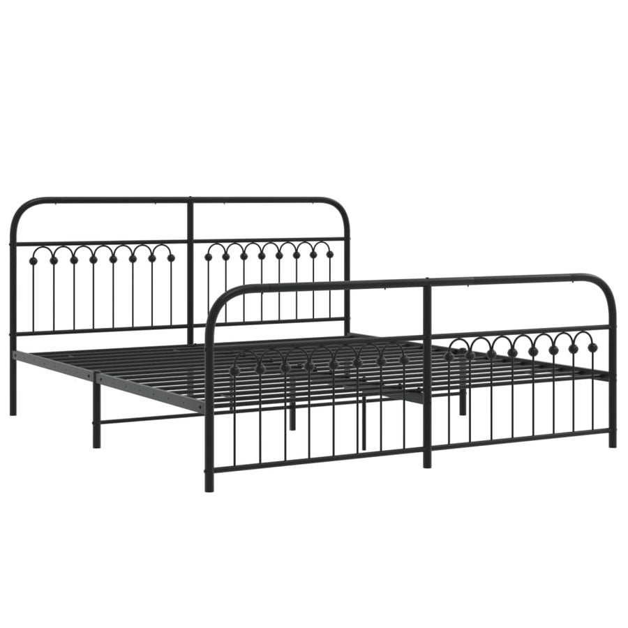 Bedframe met hoofd- en voeteneinde metaal zwart 183x203 cm
