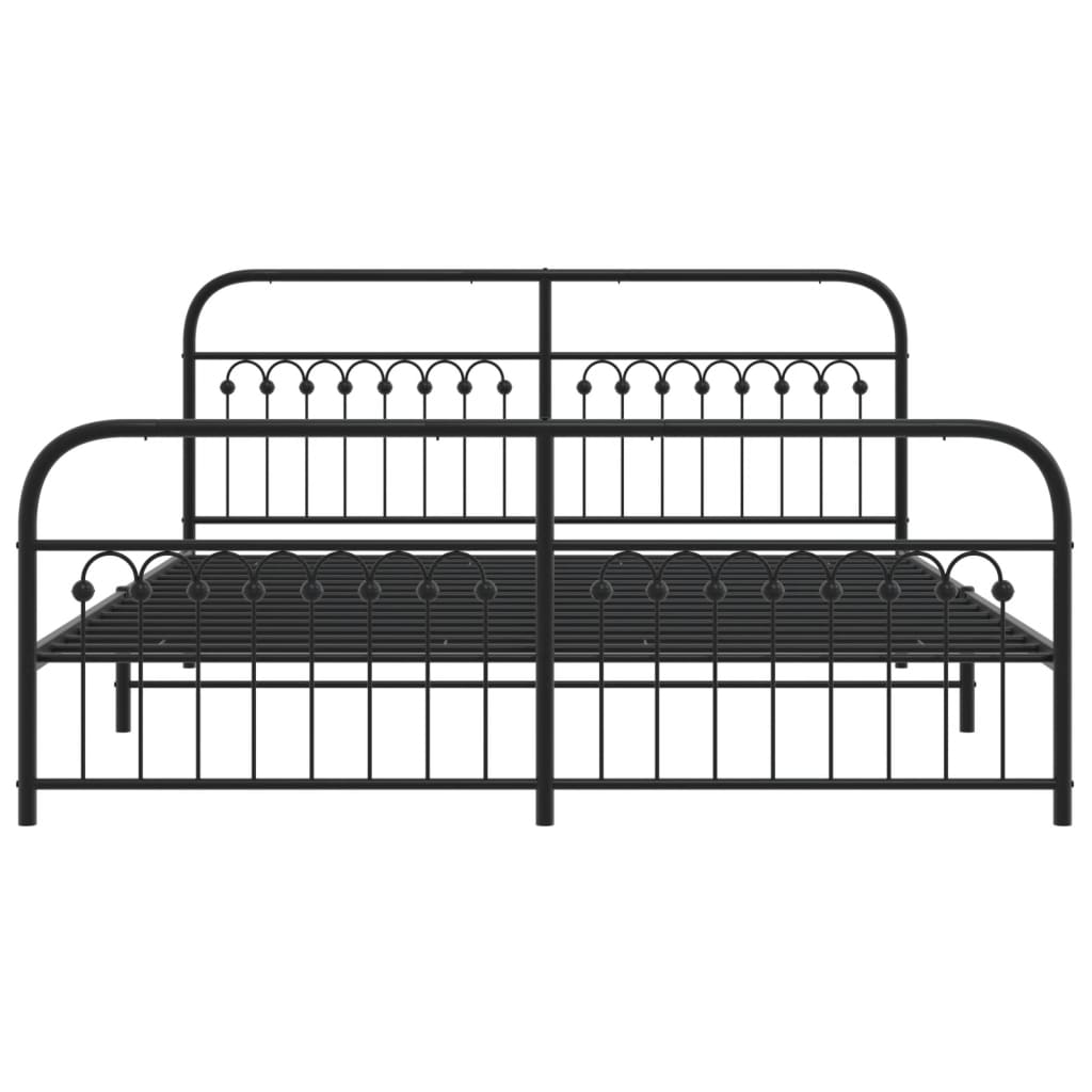 Bedframe met hoofd- en voeteneinde metaal zwart 183x203 cm