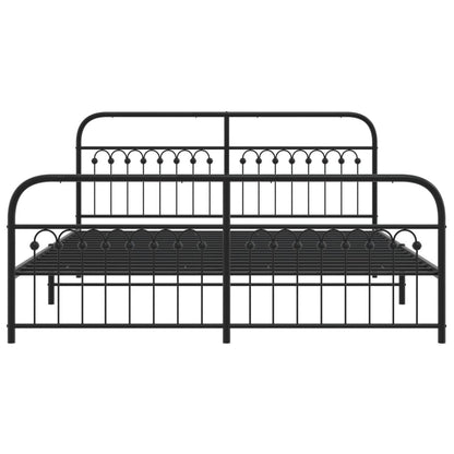 Bedframe met hoofd- en voeteneinde metaal zwart 183x203 cm
