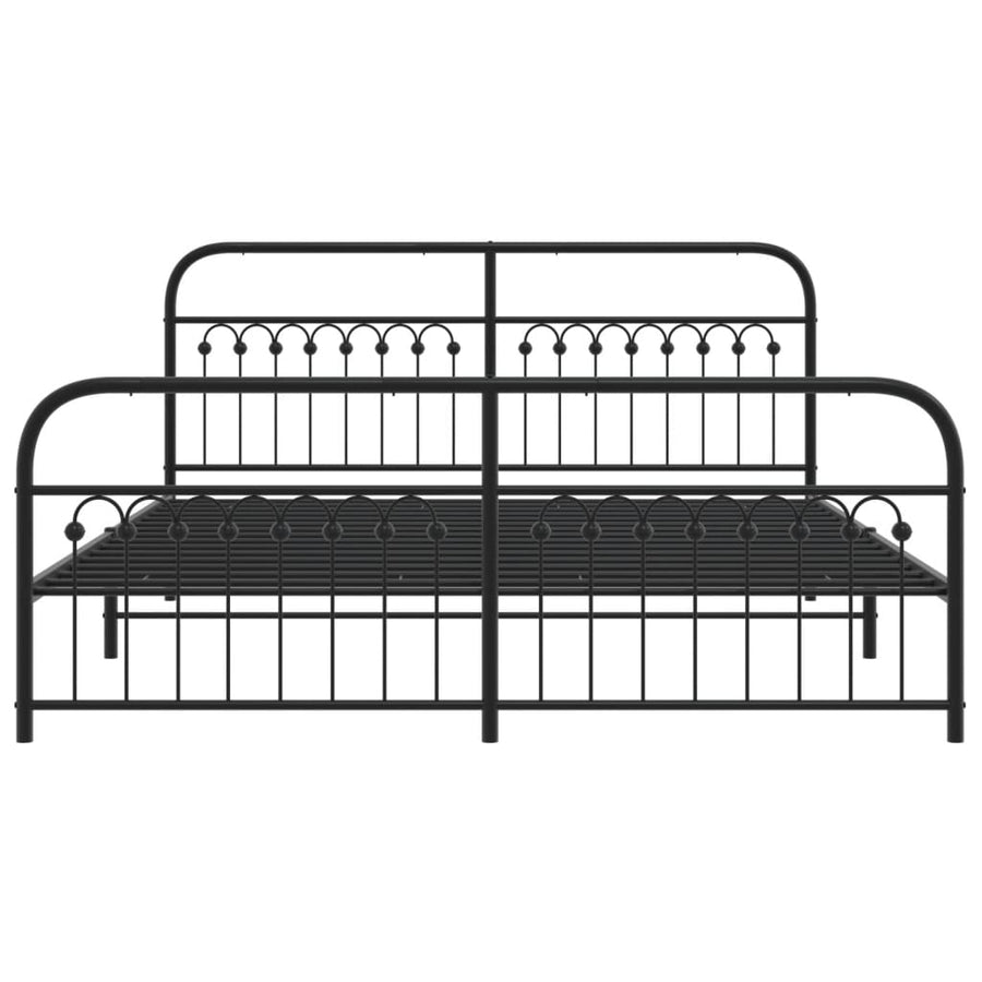Bedframe met hoofd- en voeteneinde metaal zwart 183x203 cm
