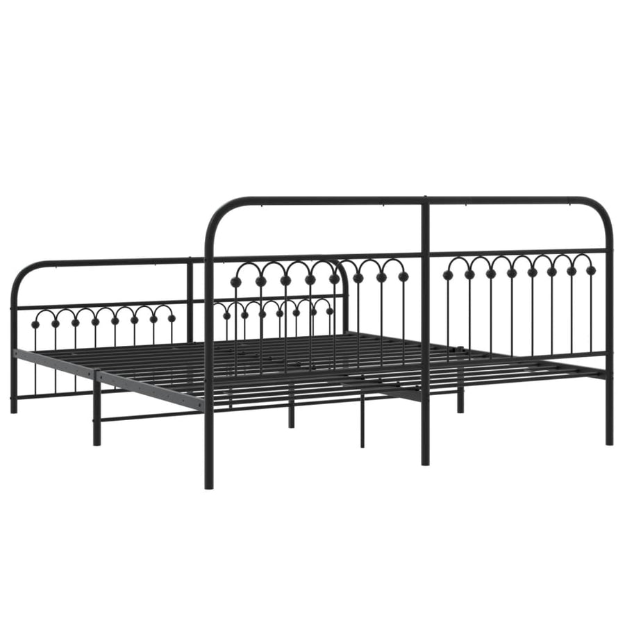 Bedframe met hoofd- en voeteneinde metaal zwart 183x203 cm