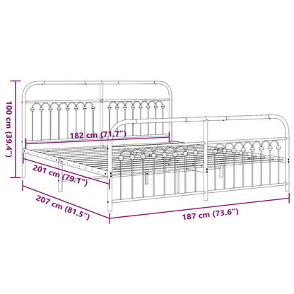 Bedframe met hoofd- en voeteneinde metaal zwart 183x203 cm