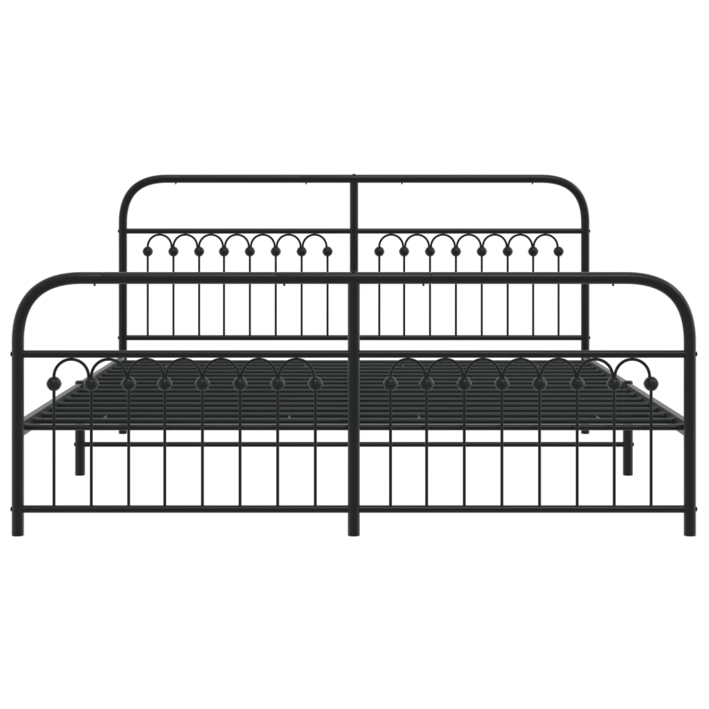 Bedframe met hoofd- en voeteneinde metaal zwart 183x203 cm