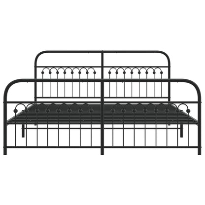 Bedframe met hoofd- en voeteneinde metaal zwart 183x203 cm
