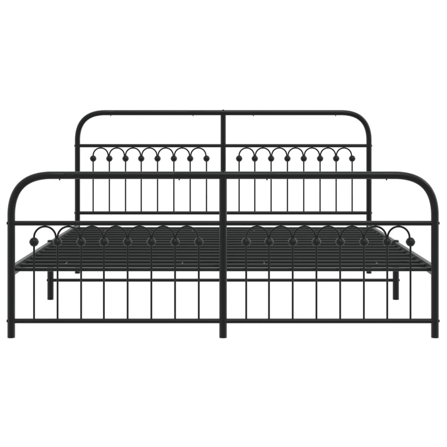Bedframe met hoofd- en voeteneinde metaal zwart 183x203 cm