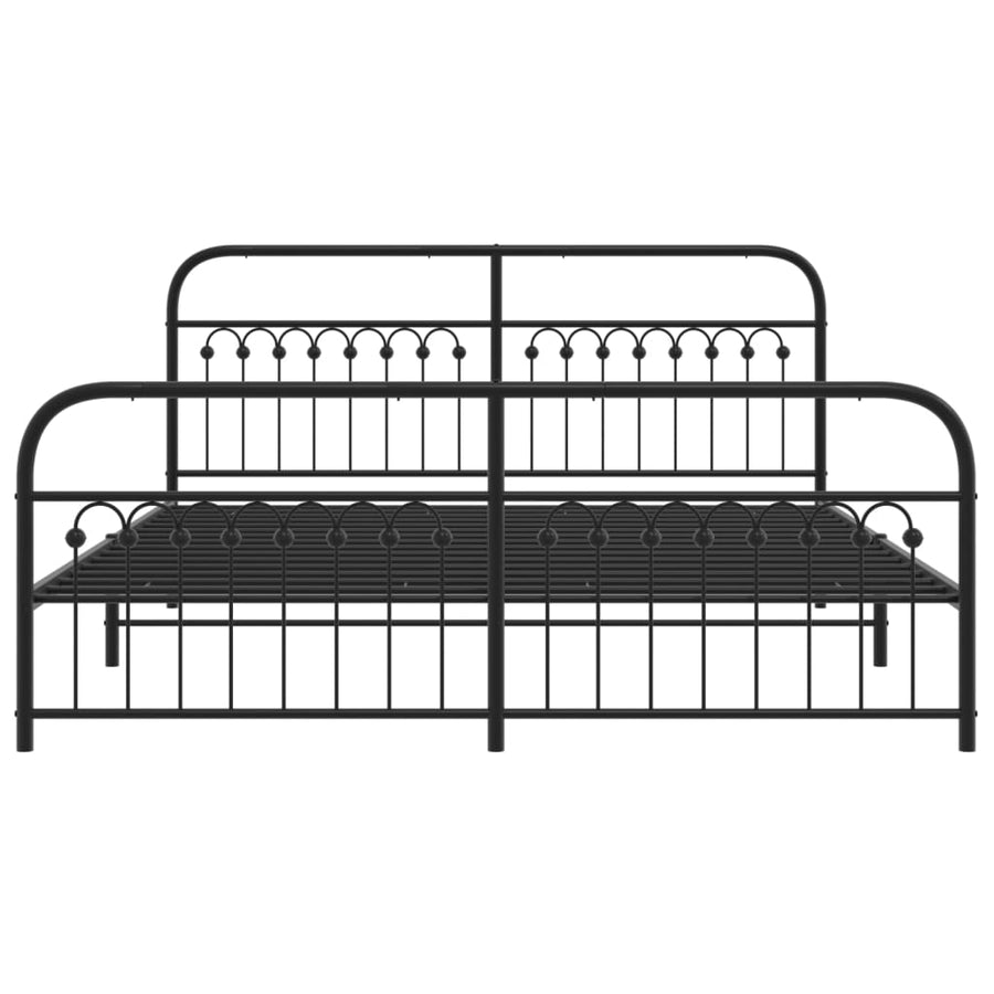 Bedframe met hoofd- en voeteneinde metaal zwart 183x213 cm