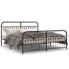 Bed frame with head and footboard metal black 183x213 cm