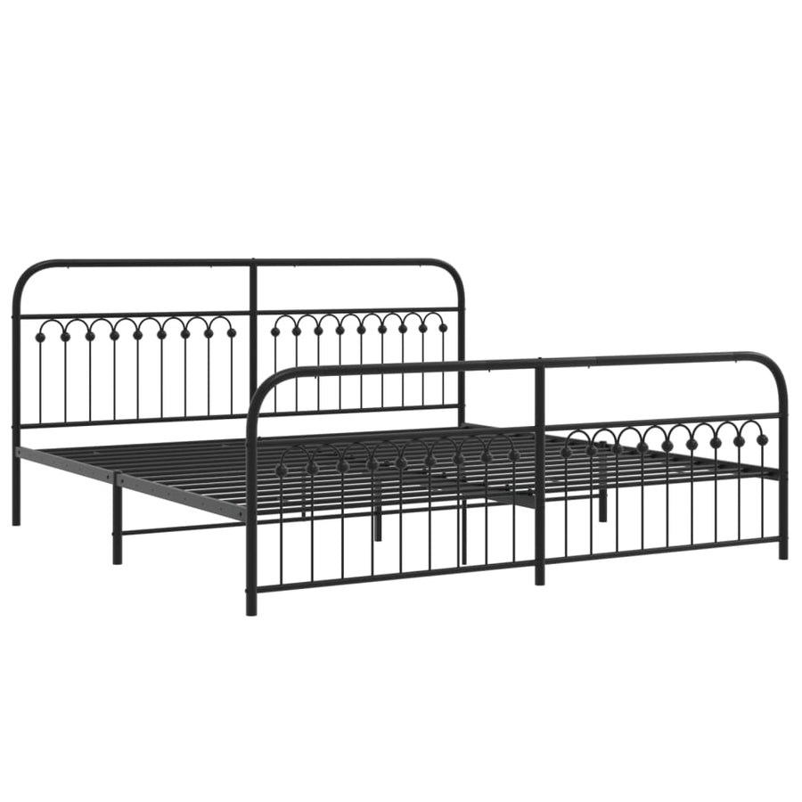 Bedframe met hoofd- en voeteneinde metaal zwart 193x203 cm