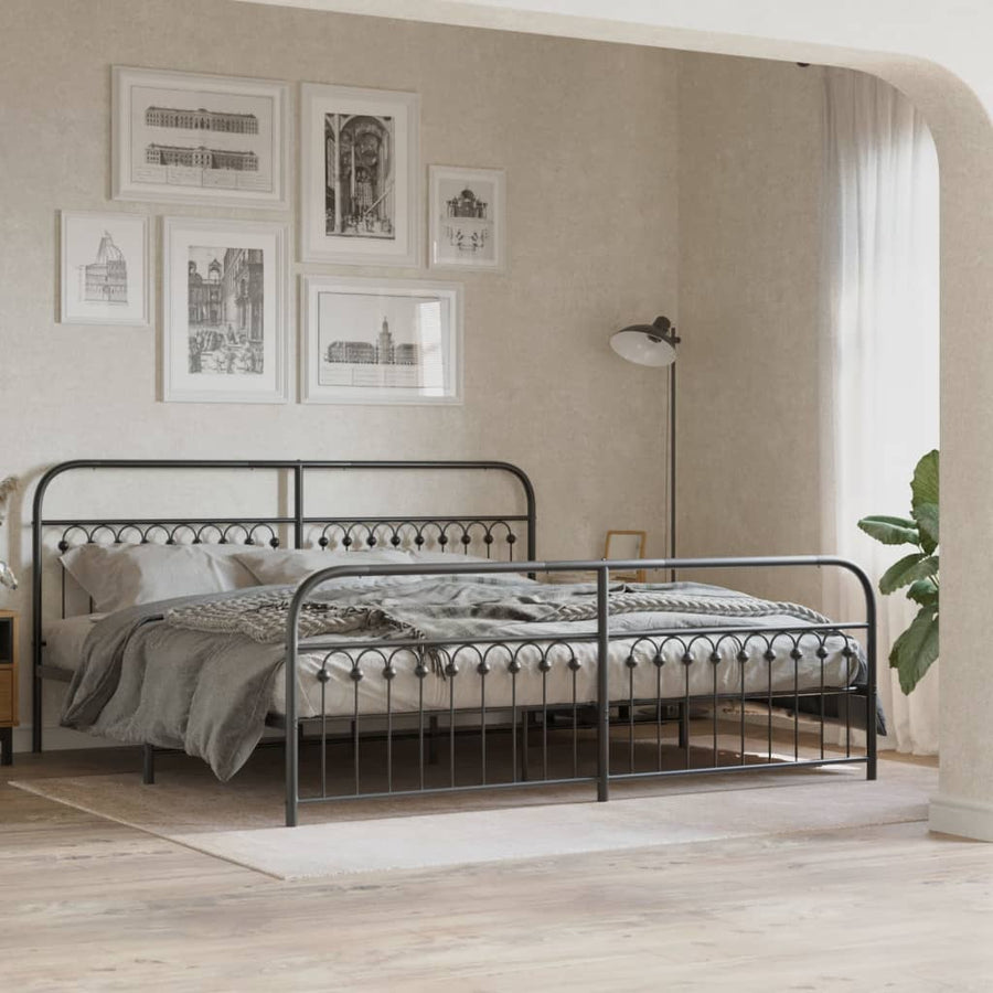 Bedframe met hoofd- en voeteneinde metaal zwart 193x203 cm