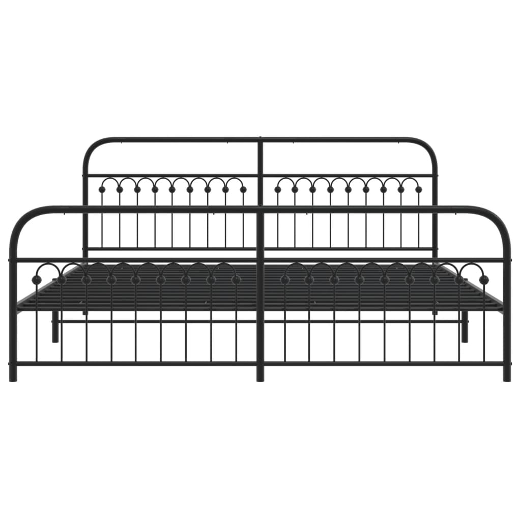 Bedframe met hoofd- en voeteneinde metaal zwart 193x203 cm