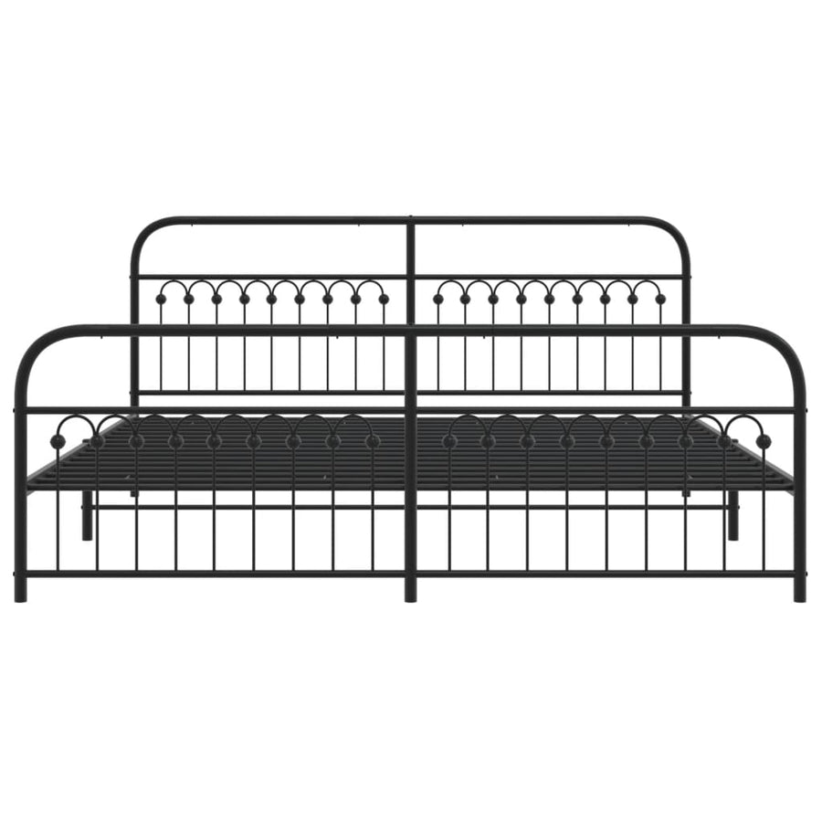 Bedframe met hoofd- en voeteneinde metaal zwart 193x203 cm