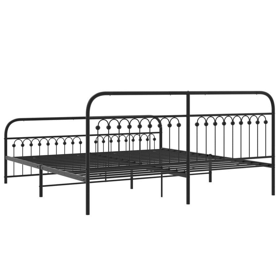 Bedframe met hoofd- en voeteneinde metaal zwart 193x203 cm