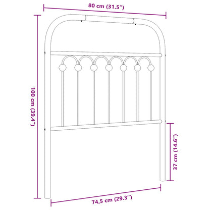 Hoofdbord 75 cm metaal zwart