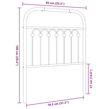Hoofdbord 80 cm metaal zwart