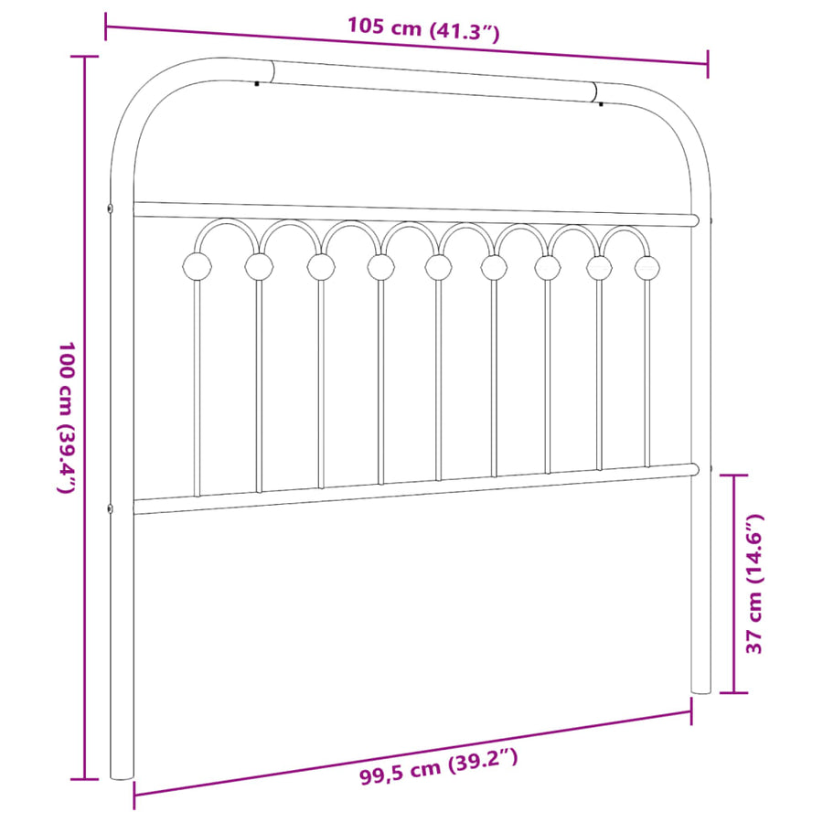 Hoofdbord 100 cm metaal zwart