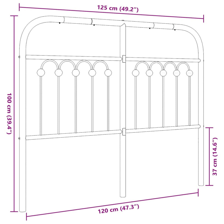 Hoofdbord 120 cm metaal zwart