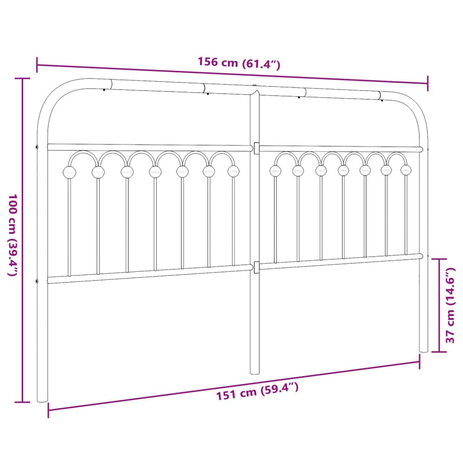 Hoofdbord 180 cm metaal zwart