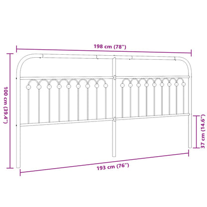Hoofdbord 193 cm metaal zwart