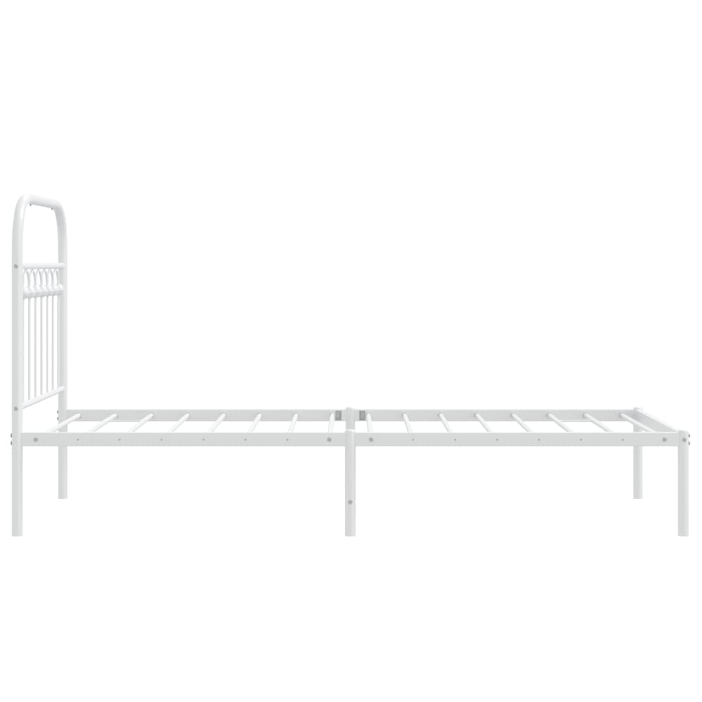 Bedframe met hoofdbord metaal wit 75 x 190 cm