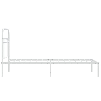 Bedframe met hoofdbord metaal wit 75 x 190 cm