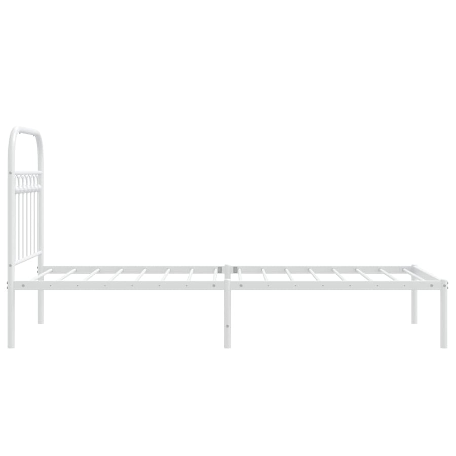 Bedframe met hoofdbord metaal wit 75 x 190 cm