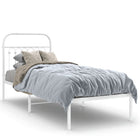 Bedframe metaal wit 75x190 cm met hoofdbord