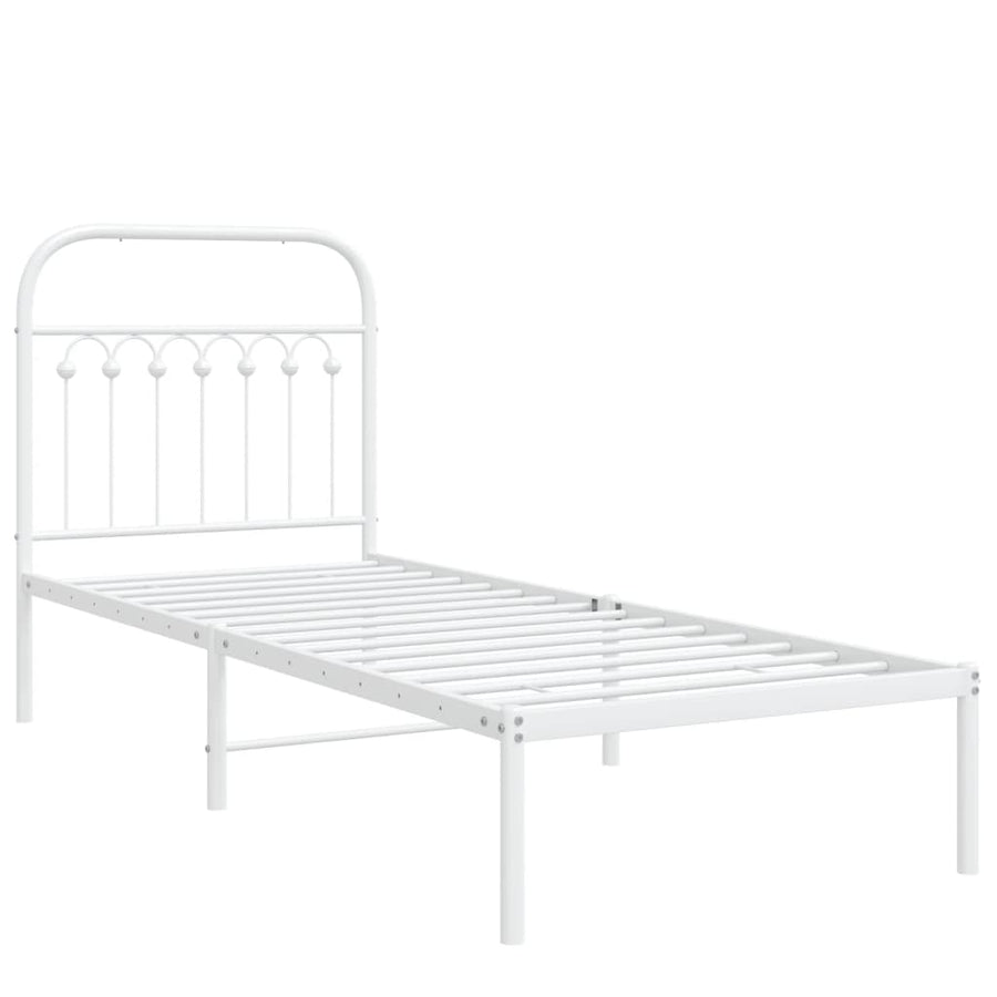 Bedframe met hoofdbord metaal wit 80x200 cm