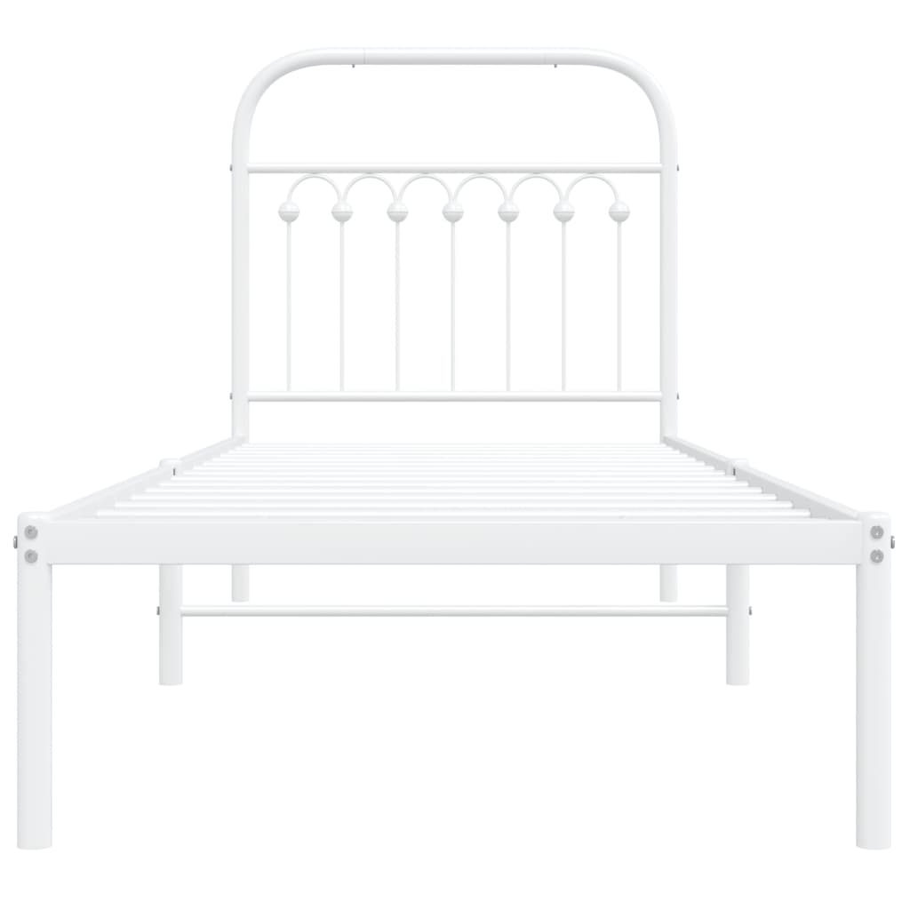 Bedframe met hoofdbord metaal wit 80x200 cm