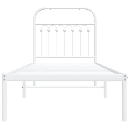 Bedframe met hoofdbord metaal wit 80x200 cm