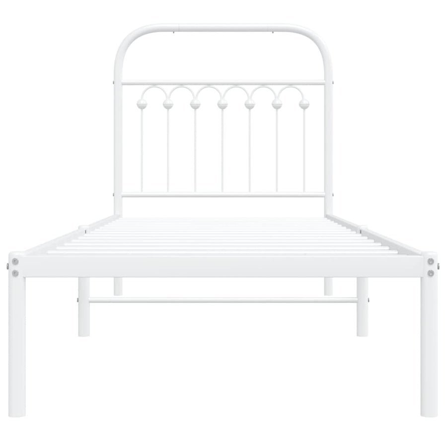 Bedframe met hoofdbord metaal wit 80x200 cm